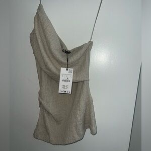 Zara Elegant Beige Draped Top